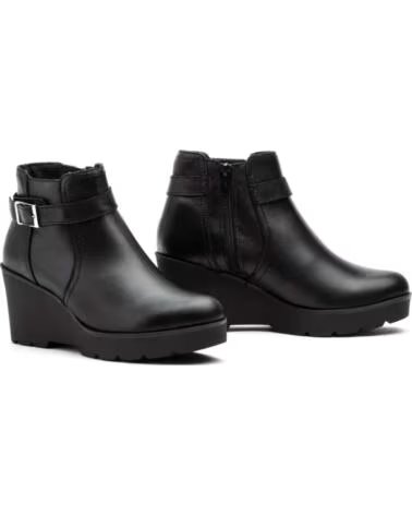 JAM BOTTINE FEMME CUIR NOIR BOUCLE FERMETURE ÉCLAIR WEDGE 8891 NEGRO