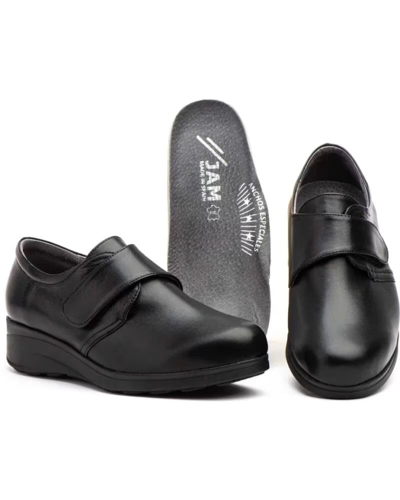 DAMEN LEDERSCHUHE MIT KLETTVERSCHLUSS UND HERAUSNEHMBARER SOHLE JAM MODELL 7436 NEGRO