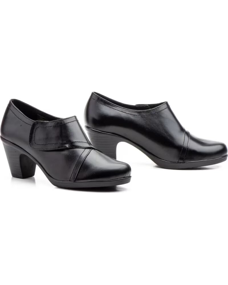 ZAPATOS DE MUJER DE PIEL CON VELCRO MODELO 5576 JAM NEGRO