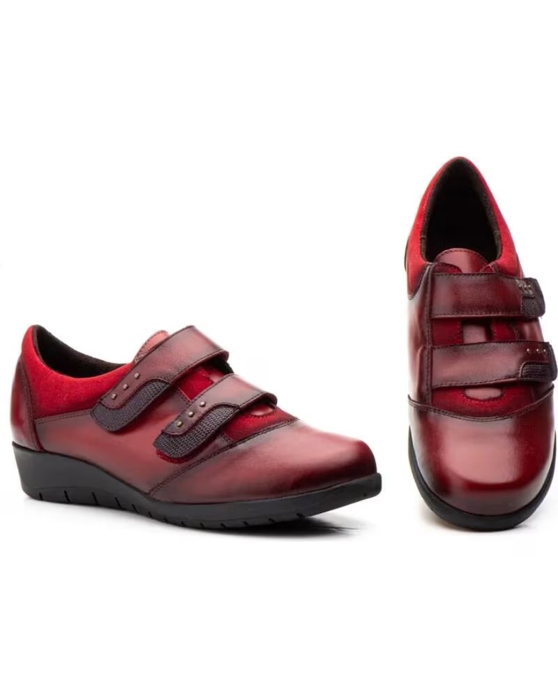 SCARPE DONNA JAM IN PELLE BORDEAUX CON CHIUSURA IN VELCRO MODELLO 5568 AZUL