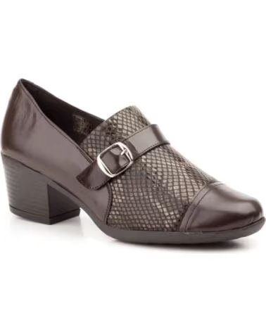 JAM ZAPATOS DE MUJER DE PIEL Y LYCRA CON HEBILLA MODELO 5400 MARRÓN