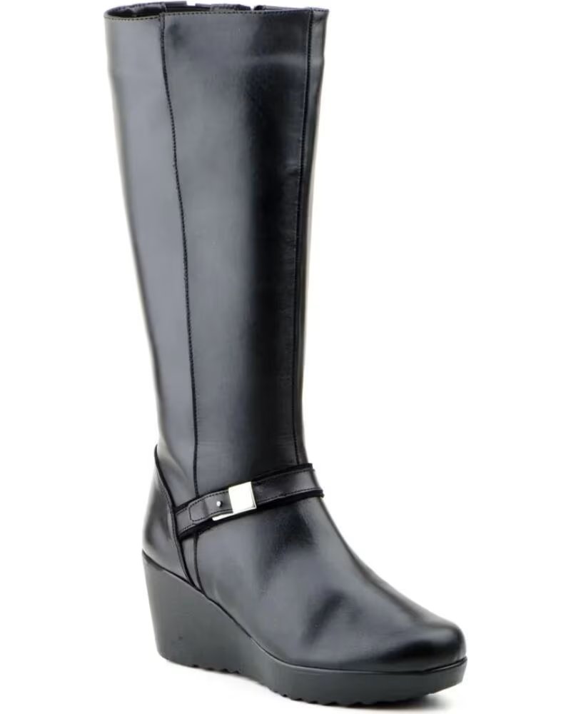 JAM STIVALI IN PELLE DA DONNA CON ZEPPA MODELLO 1022 NEGRO