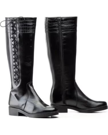 JAM SCHWARZE LEDERSTIEFEL MIT SCHNÜRUNG UND REISSVERSCHLUSS MODELL 1029 NEGRO
