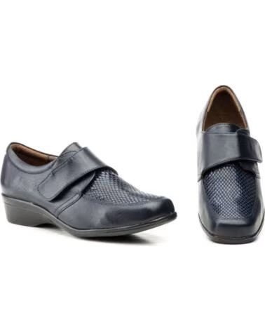 ZAPATOS DE MUJER DE PIEL EN COLOR MARINO CON VELCRO MODELO 796 DE JAM AZUL