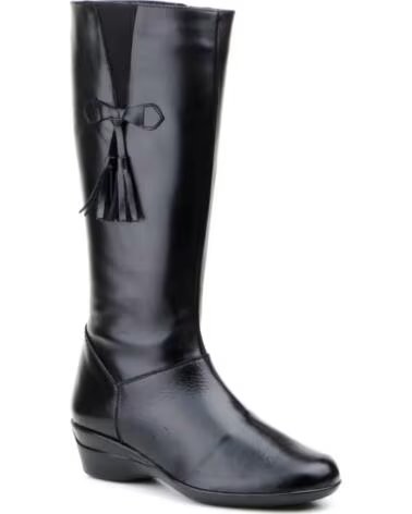 JAM DAMEN STIEFEL AUS LEDER IN SCHWARZ MIT KEILABSATZ, REISSVERSCHLUSS, QUASTEN UND ELASTIKEINSÄTZEN MODELL 1014 NEGRO