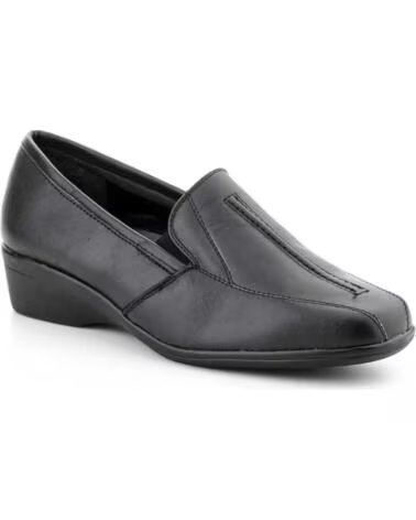 ALTO ESTILO DAMEN SCHUHE LEDER SCHWARZ KEILABSATZ ELASTISCH MOKASSIN MODELL 609 NEGRO