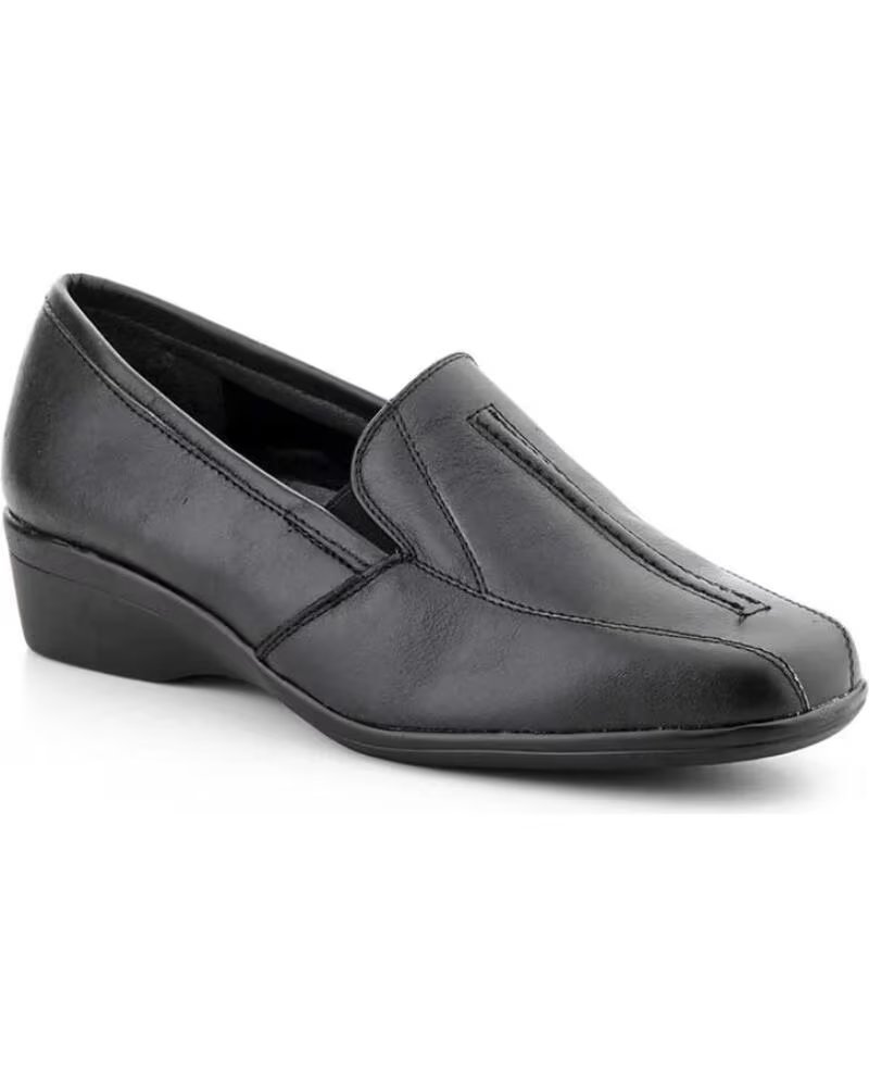ALTO ESTILO DAMEN SCHUHE LEDER SCHWARZ KEILABSATZ ELASTISCH MOKASSIN MODELL 609 NEGRO
