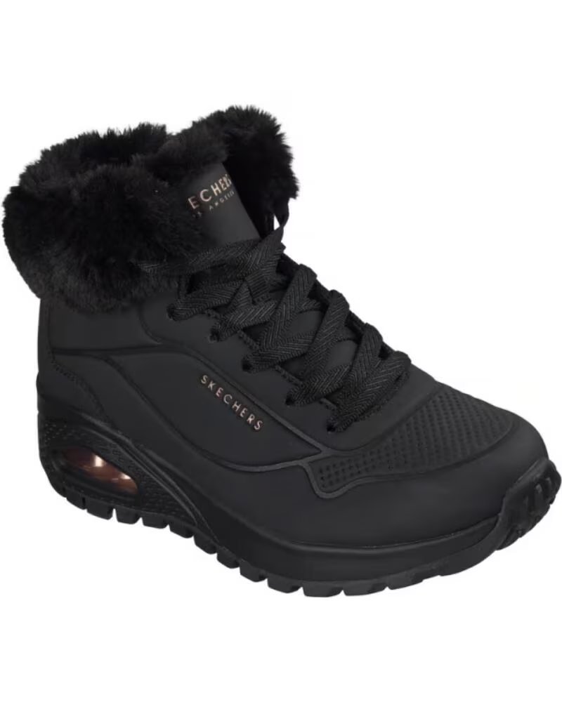 SKECHERS BOTINS PLANOS UNO RUGGED-ARCTIC AVENUE PRETO NEGRO