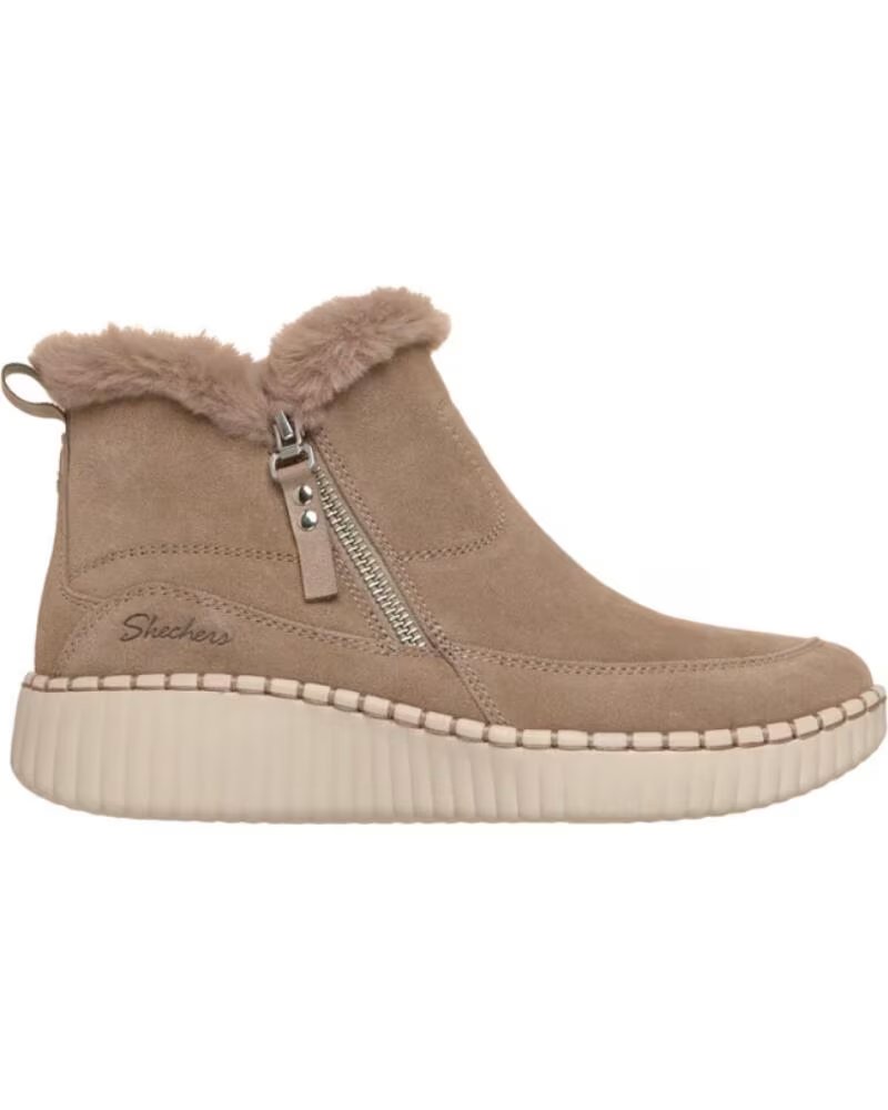 SKECHERS BOTTINES PLATES FEMME WILSHIRE BLVD - FRESH ZIP TAUPE MARRóN