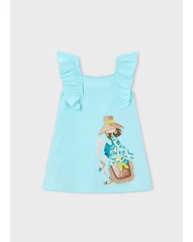 MAYORAL MÄDCHEN STRICK KLEID MIT RÜSCHEN 3943 016 HELLBLAU CELESTE