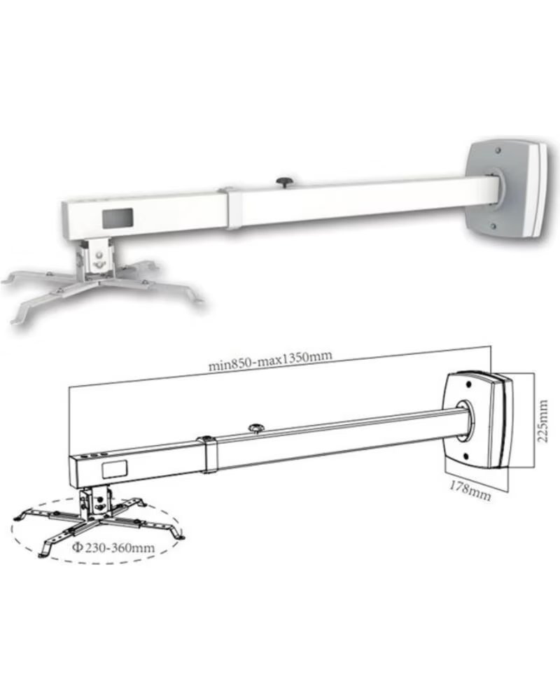 APPROX Soporte de Pared para Proyector appSV03P- Extensible- hasta 10kg