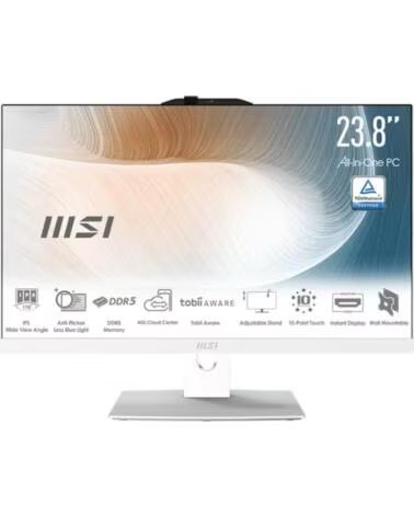 MSI Ordenador all in one am242p - 2089xeu core 5 - 120u - 16gb - ssd 512gb - 23,8 pulgadas fhd - freedos blanco