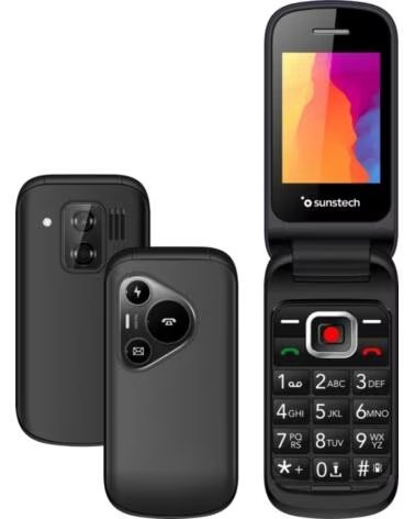 SUNSTECH Telefono Movil CELT24 para Personas Mayores- Negro
