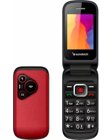 SUNSTECH Telefono Movil CELT24 para Personas Mayores- Rojo