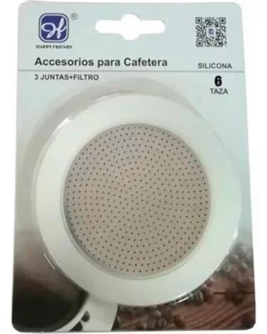 HAPPYFRIENDS ACCESSORI PER CAFFETTIERA SILICONE 6 TAZZE 3 GUARNIZIONI E FILTRO MULTICOLOR