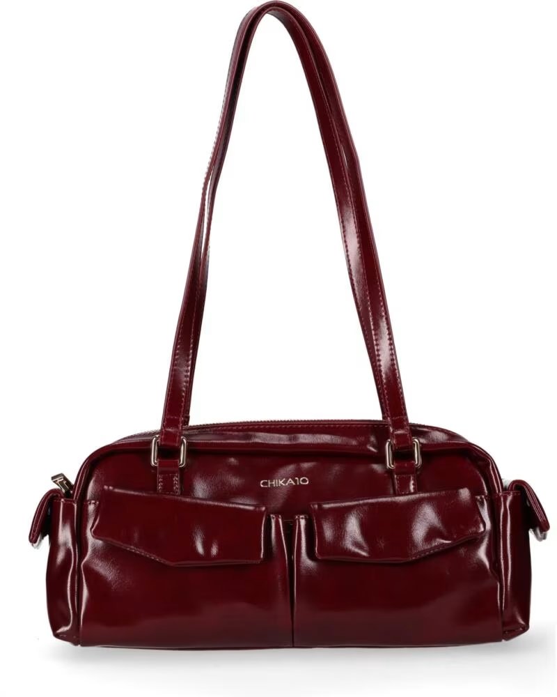 BOLSO DE HOMBRO DE PIEL VEGANA CHIKA10 LINDA BURDEOS BURDEOS-BURGUNDY