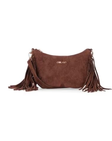 CHIKA10 BOLSO INDI MARRÓN CON FLECOS MARRON-BROWN