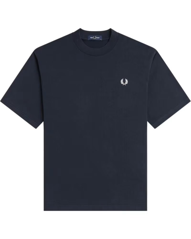 T-SHIRT FRED PERRY COM ESTAMPA NAS COSTAS NAVY
