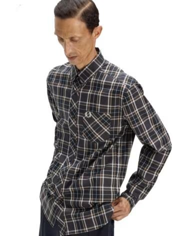FRED PERRY CHEMISE CLASSIQUE EN TARTAN ANCHOR GREY
