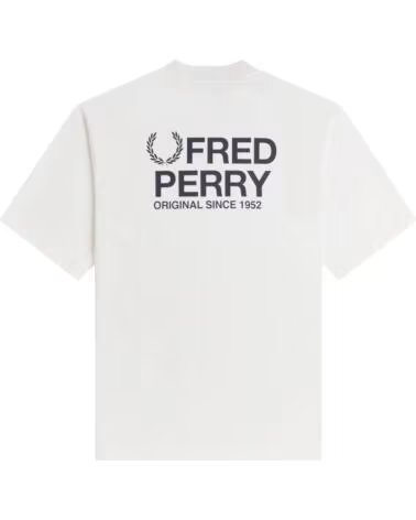 T-SHIRT FRED PERRY COM ESTAMPADO NAS COSTAS EM BRANCO NEVE GREY