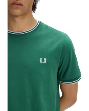 T-SHIRT FRED PERRY TWIN TIPPED SPORT GREEN LIGHT ICE