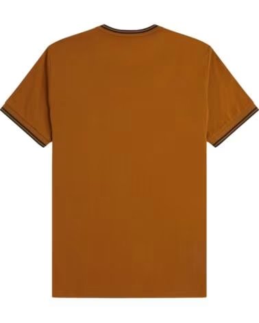 FRED PERRY TWIN TIPPED KURZARM-T-SHIRT DARK CARAMEL BROWN