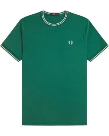 T-SHIRT FRED PERRY TWIN TIPPED SPORT GREEN LIGHT ICE