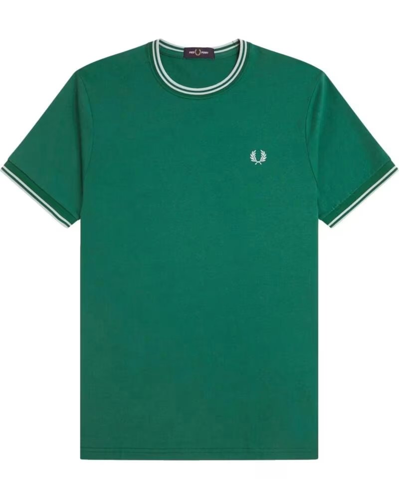 T-SHIRT FRED PERRY TWIN TIPPED SPORT GREEN LIGHT ICE