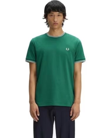 T-SHIRT FRED PERRY TWIN TIPPED SPORT GREEN LIGHT ICE