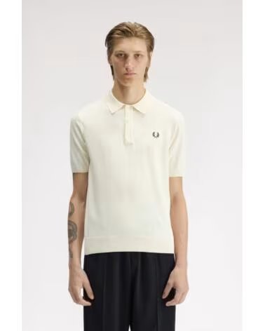 FRED PERRY LANGSTAPELIGE BAUMWOLLSTRICKHEMD WHITE