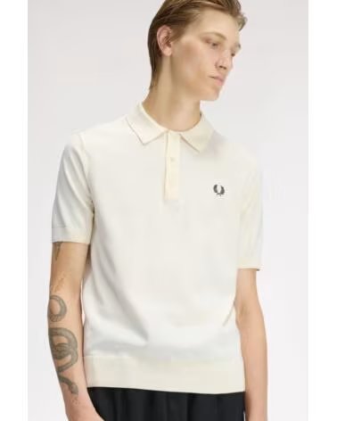 FRED PERRY LANGSTAPELIGE BAUMWOLLSTRICKHEMD WHITE
