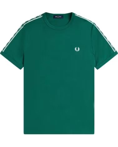 T-SHIRT FRED PERRY CONTRAST TAPE RINGER VERT GREEN