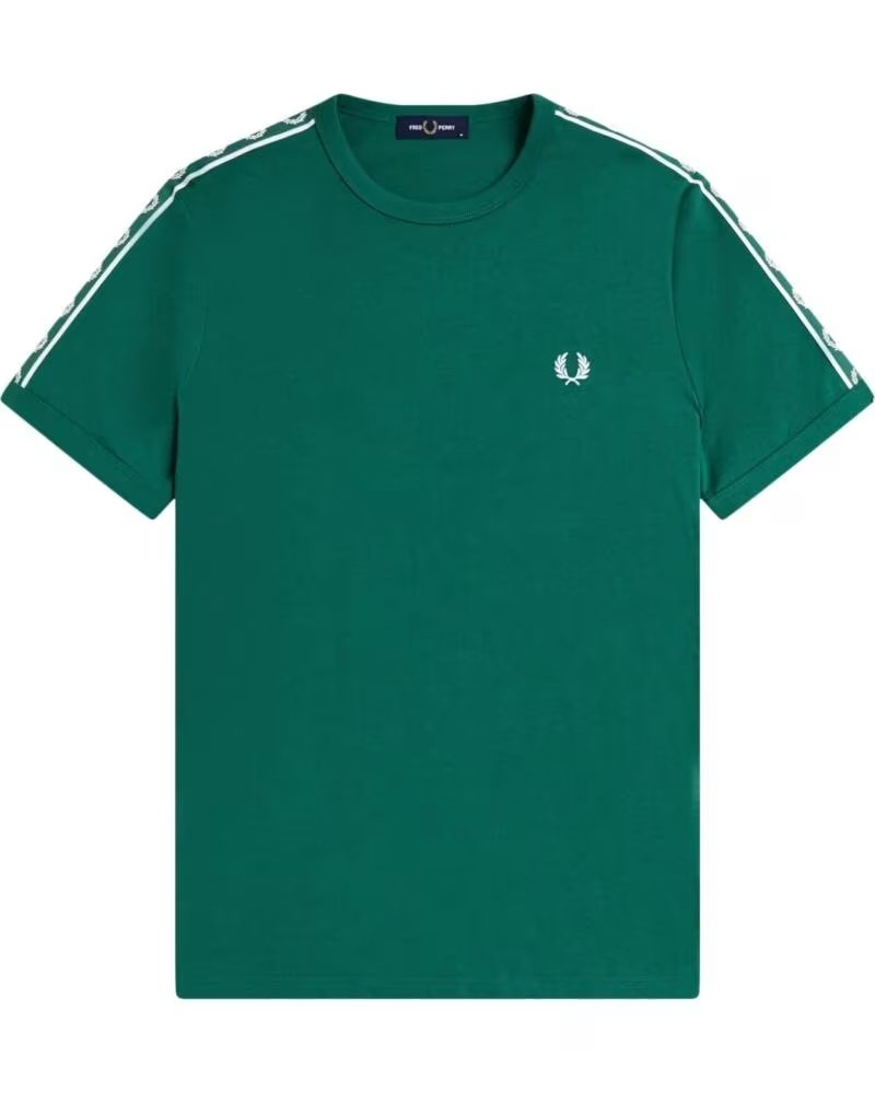 T-SHIRT FRED PERRY CONTRAST TAPE RINGER VERT GREEN