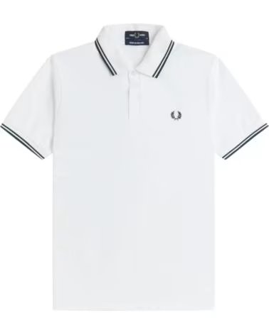 FRED PERRY REISSUES POLO ORIGINAL TWIN TIPPED BLANC ET VERT TARTAN WHITE
