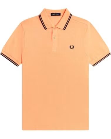 POLO SLIM FIT TWIN TIPPED PEACH FRENCH NAVY ORANGE