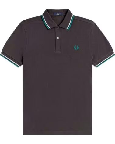 FRED PERRY POLO SLIM FIT TWIN TIPPED ANCHOR GREY LIGHT ICE SPORT GREEN