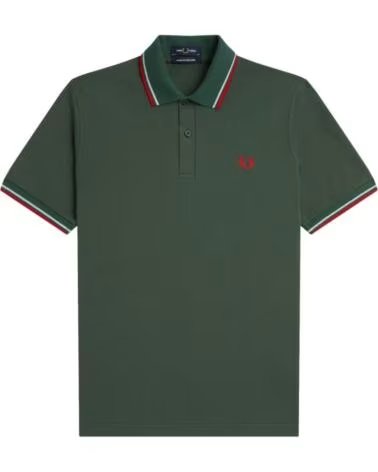 FRED PERRY REISSUES ORIGINAL TWIN TIPPED POLO TARTAN GREEN ICE RED