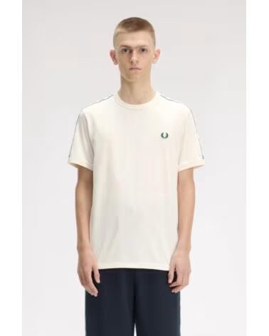 T-SHIRT FRED PERRY CONTRAST TAPE RINGER ECRU BEIGE