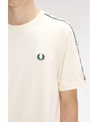 T-SHIRT FRED PERRY CONTRAST TAPE RINGER ECRU BEIGE
