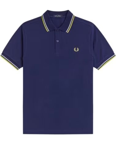 POLO SLIM FIT TWIN TIPPED FRENCH NAVY DUSKY BLUE CITRON FRED PERRY