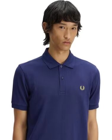 POLO SLIM FIT LISO FRENCH NAVY - CITRON