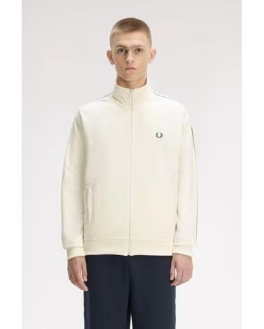 VESTE DE SURVÊTEMENT FRED PERRY CONTRAST TAPE TRACK JACKET ECRU BEIGE