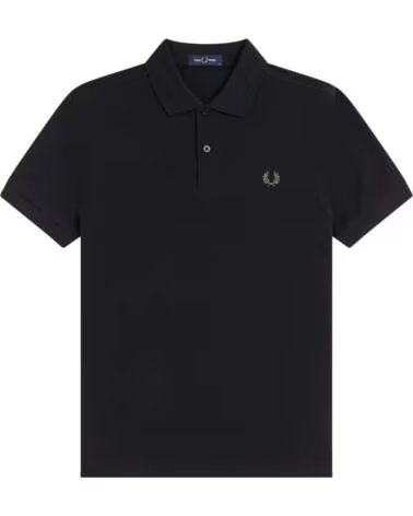 FRED PERRY SLIM FIT POLO NEGRO LAUREL WREATH GREEN BLACK