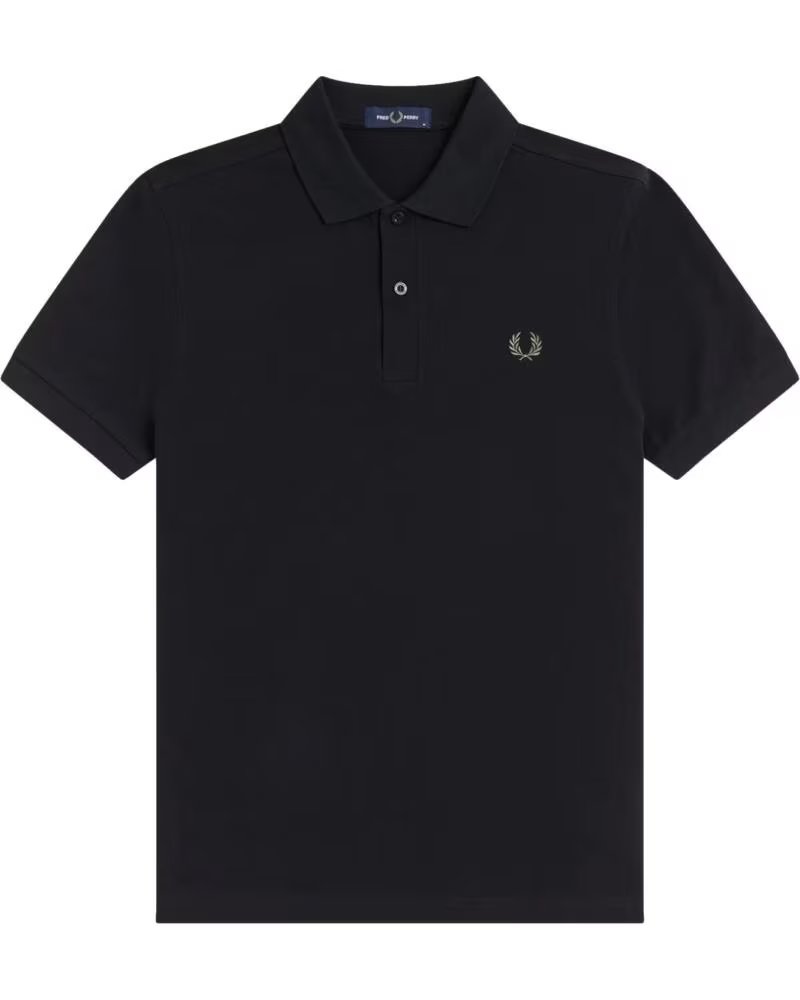 FRED PERRY SLIM FIT POLO NEGRO LAUREL WREATH GREEN BLACK
