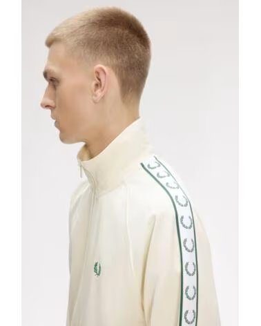 VESTE DE SURVÊTEMENT FRED PERRY CONTRAST TAPE TRACK JACKET ECRU BEIGE