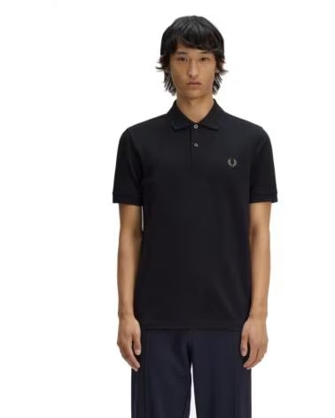 FRED PERRY SLIM FIT POLO NEGRO LAUREL WREATH GREEN BLACK