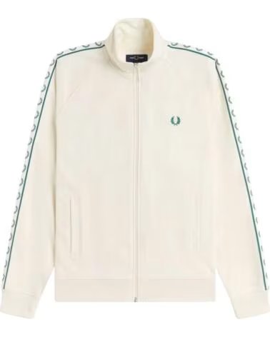VESTE DE SURVÊTEMENT FRED PERRY CONTRAST TAPE TRACK JACKET ECRU BEIGE