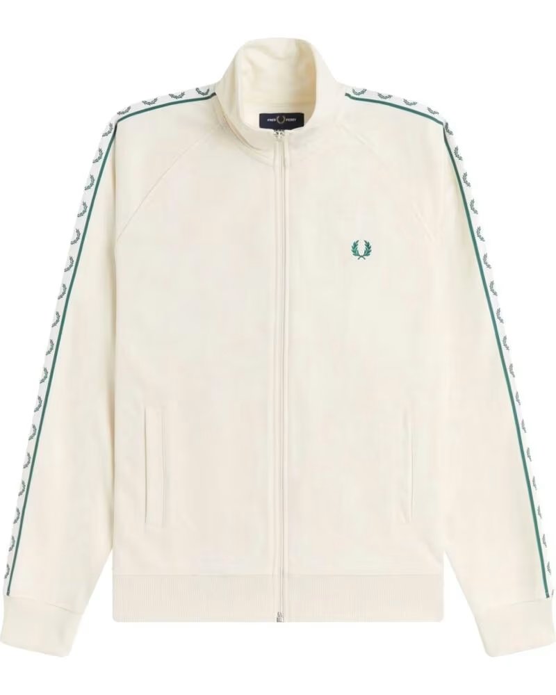 VESTE DE SURVÊTEMENT FRED PERRY CONTRAST TAPE TRACK JACKET ECRU BEIGE