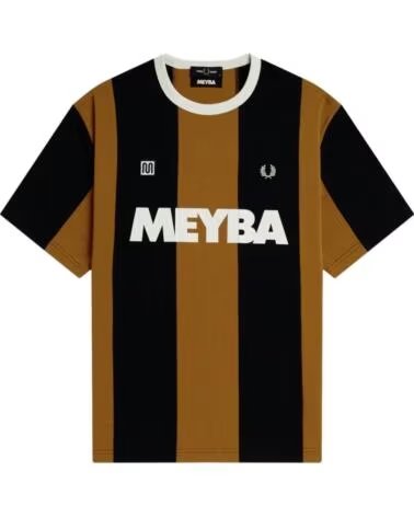 T-SHIRT À MANCHES COURTES FRED PERRY X MEYBA RAYURES DARK CARAMEL BROWN