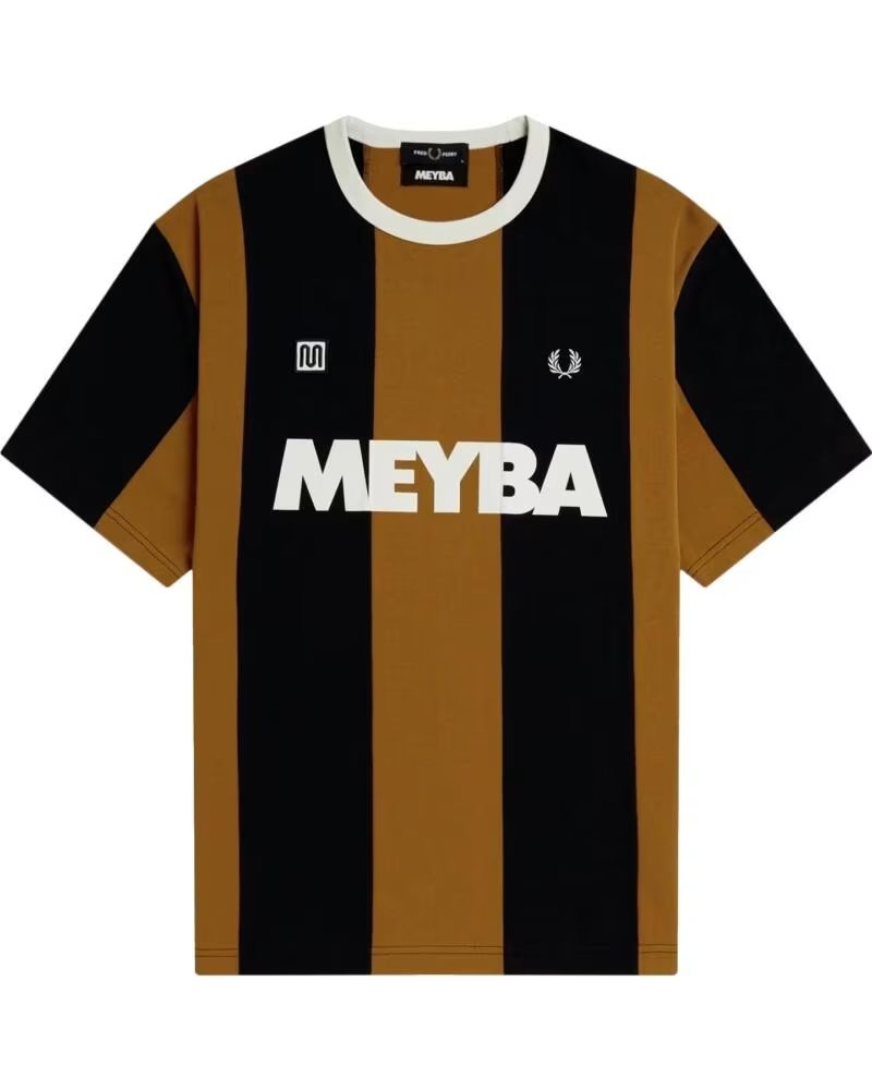 T-SHIRT À MANCHES COURTES FRED PERRY X MEYBA RAYURES DARK CARAMEL BROWN